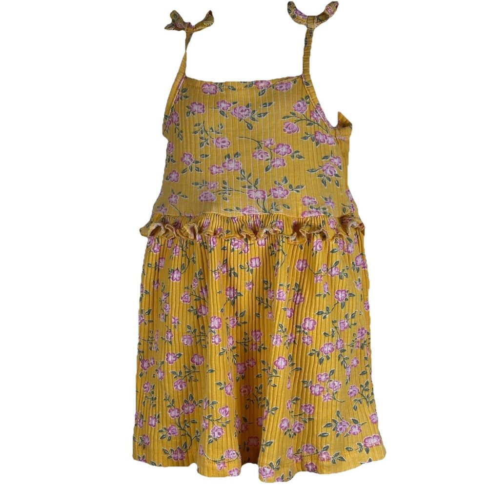 Little Lass Baby Girl Dress W/ Straps  Size 18M Yellow/Flowers Summer Vacation